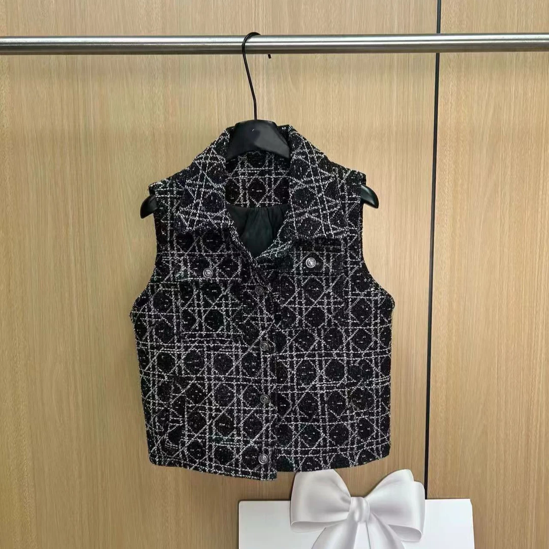 【susu】秋冬季小香风时尚休闲百搭女士菱格马甲外套