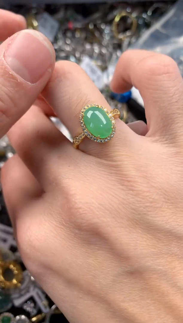 银S925镶嵌戒指翡翠333   10