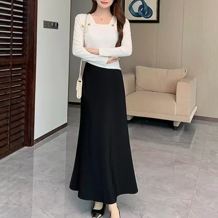 2025新款鱼尾半身裙女春夏西装裙显瘦黑色长裙裙子小个子高级感