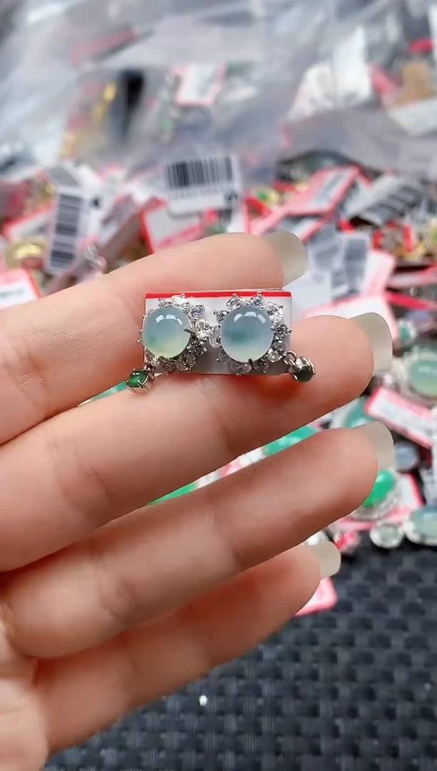 银S925镶嵌戒指翡翠天然A货缅甸翡翠