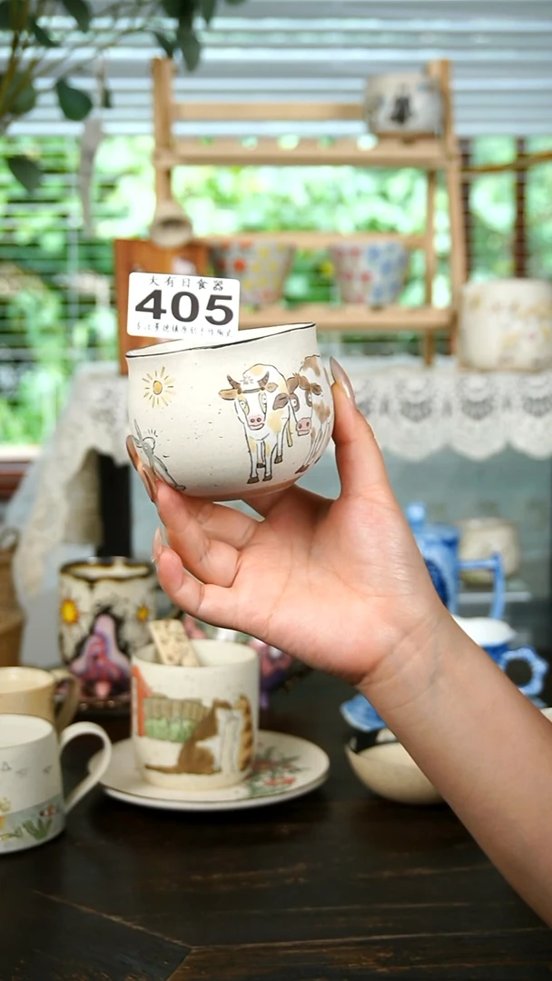 三月三手作405打工牛花口蛋杯240ML