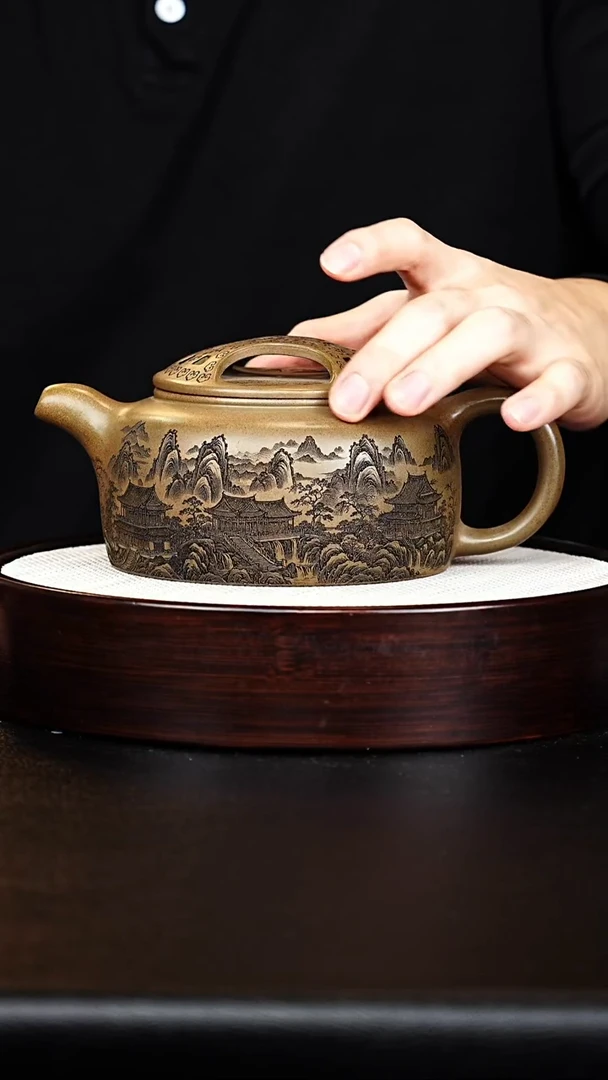 茶壶紫砂宜兴紫砂 牛盖莲子 虎皮金砂 高燕 h092