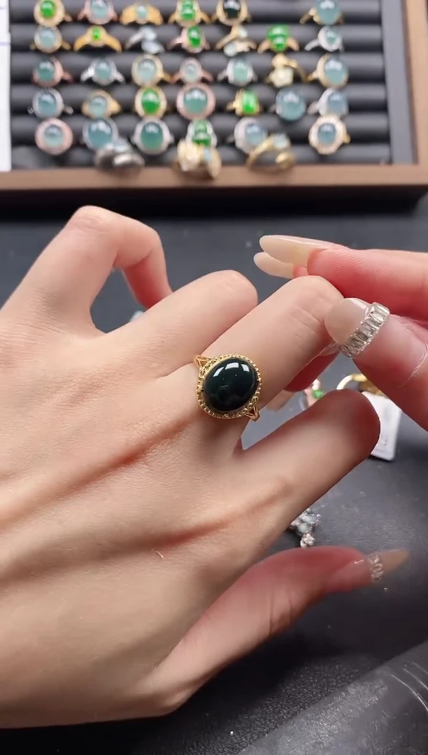 银S925镶嵌戒指翡翠51511