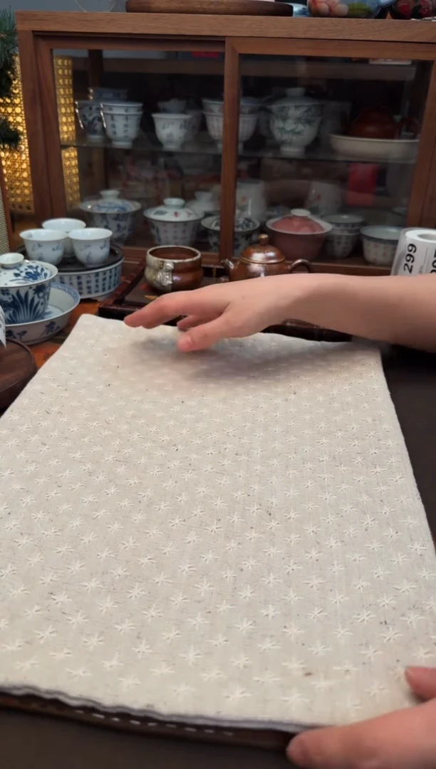 【闪购商品】织绣Cici手作刺子绣植物染柿染茶席-237