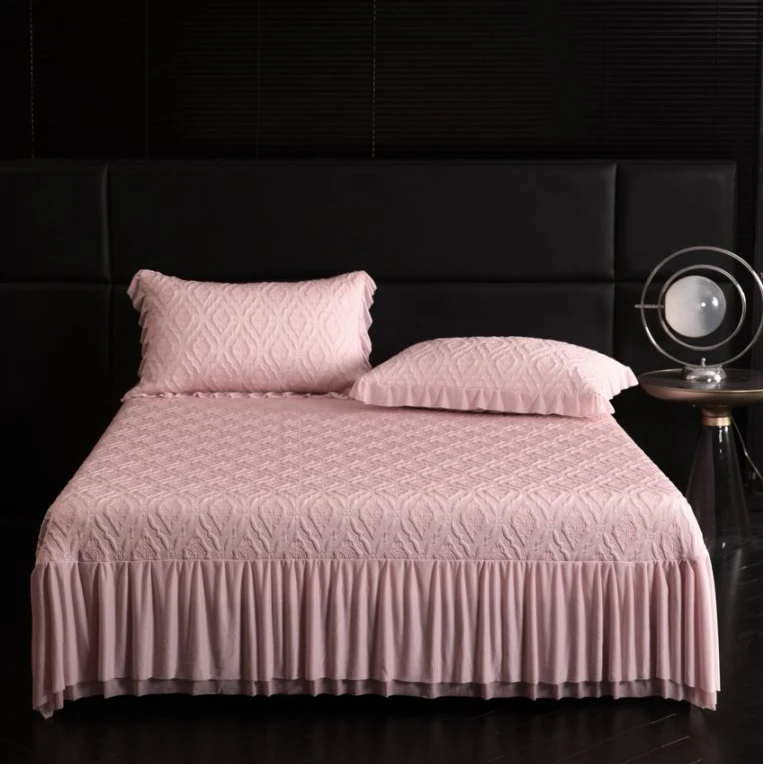 CC床上用品凉感抗菌提花凉席床裙zb床盖款222