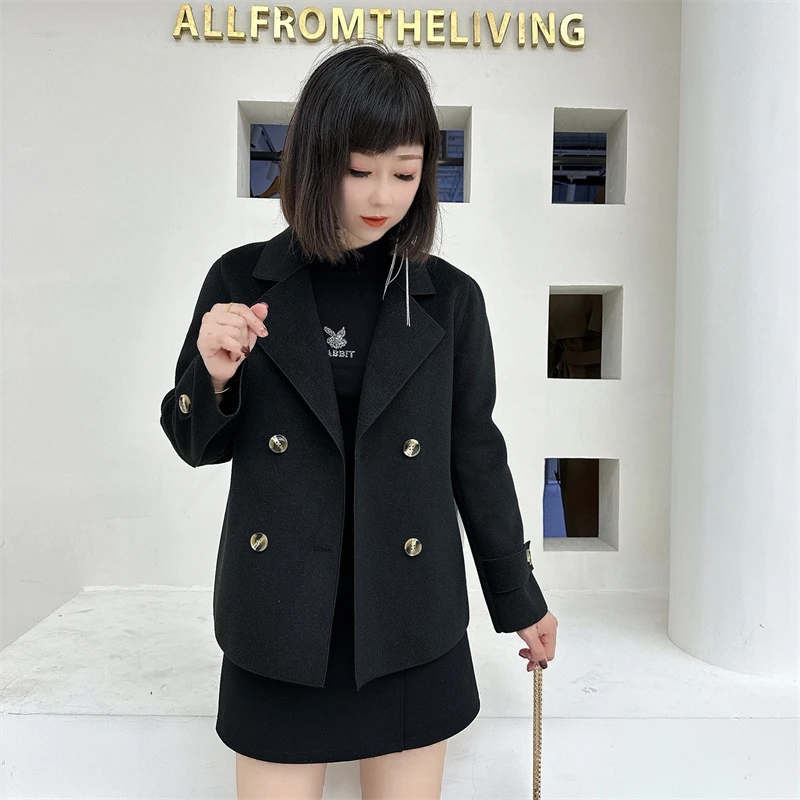 2321春季新款时尚洋气百搭双面奥绒女装短外新款休闲高档外衣爆款