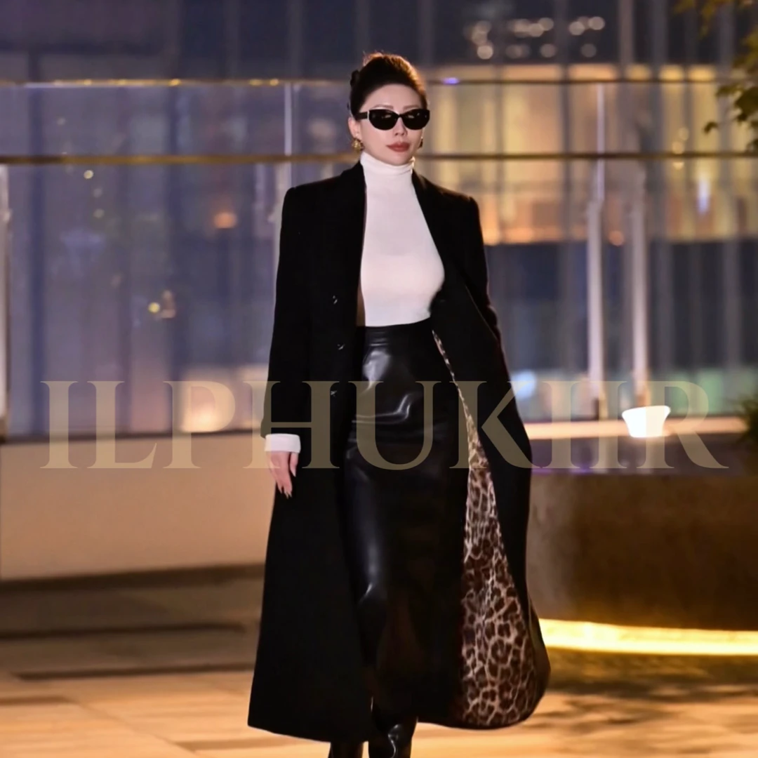 ILPHUKIIR【奢华】秋冬双排扣修身长款大衣气质