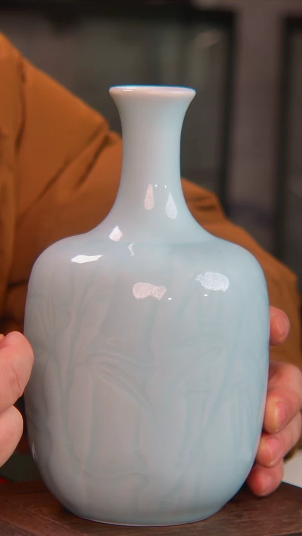 瓷央博文化瓷器交流影青有暗调瓶
