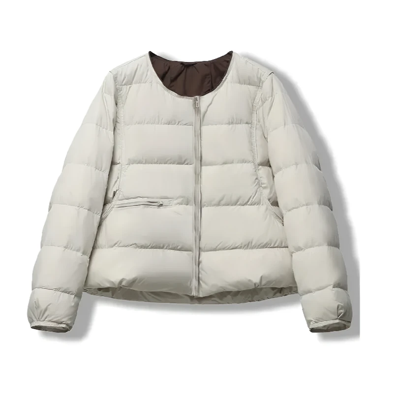 （小香风）25新款百搭短款女秋冬时尚休闲服羽绒服韩版拉链无领外套