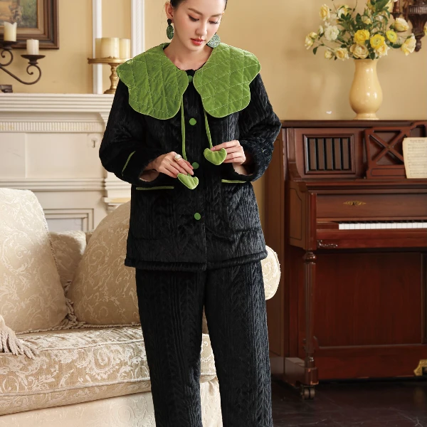 ALEX S.YU艾黎克斯原创品牌轻奢三层夹棉加厚女甜美两件套女士