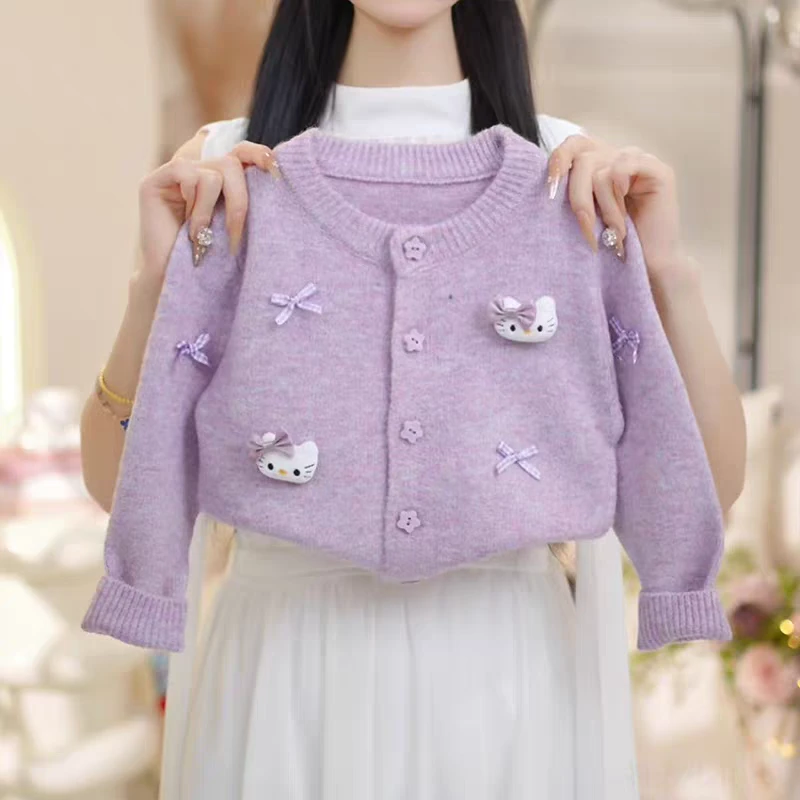 女童针织开衫2025秋季新款儿童网红爆款洋气卡通针织毛衣外套