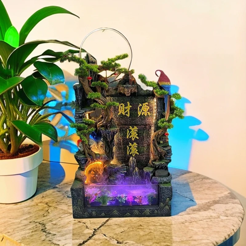 大型假山鱼缸流水喷泉落地摆件客厅会所茶室循环水景观配件