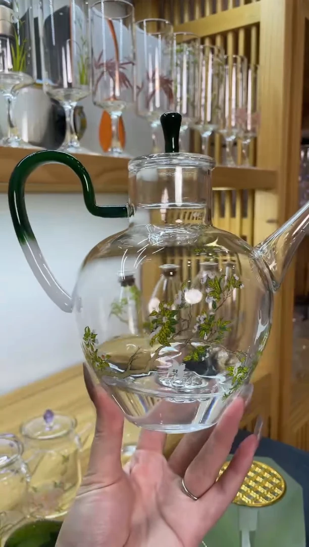 罐玉执壶绿白把手梨花白燕啊