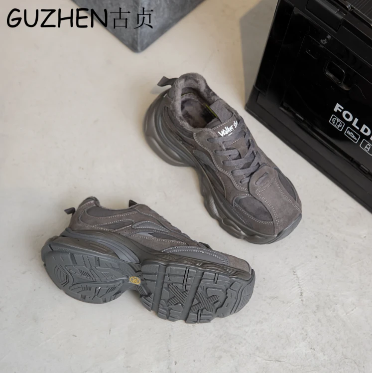 冬季加绒厚底百搭女款老爹鞋单鞋L-9788