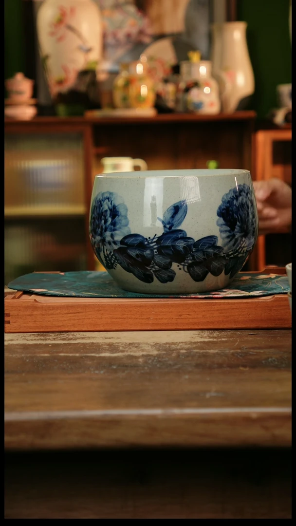 瓷片景德镇纯手工釉下彩精品茶具水杯