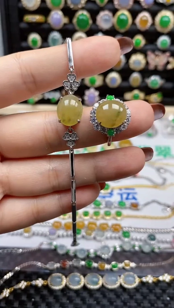 银S925镶嵌戒指翡翠7166