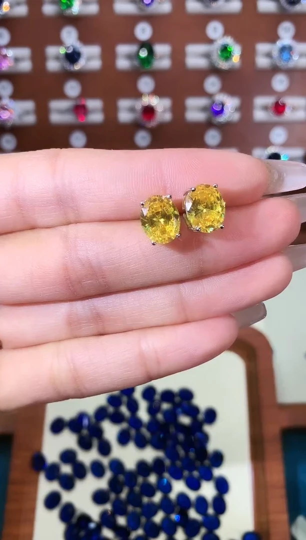 银S925镶嵌耳饰碧玺猫眼810白