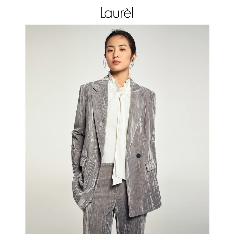 【丽公主专享】Laurel劳芮光感压褶丝绒直身西装LWL343T00400