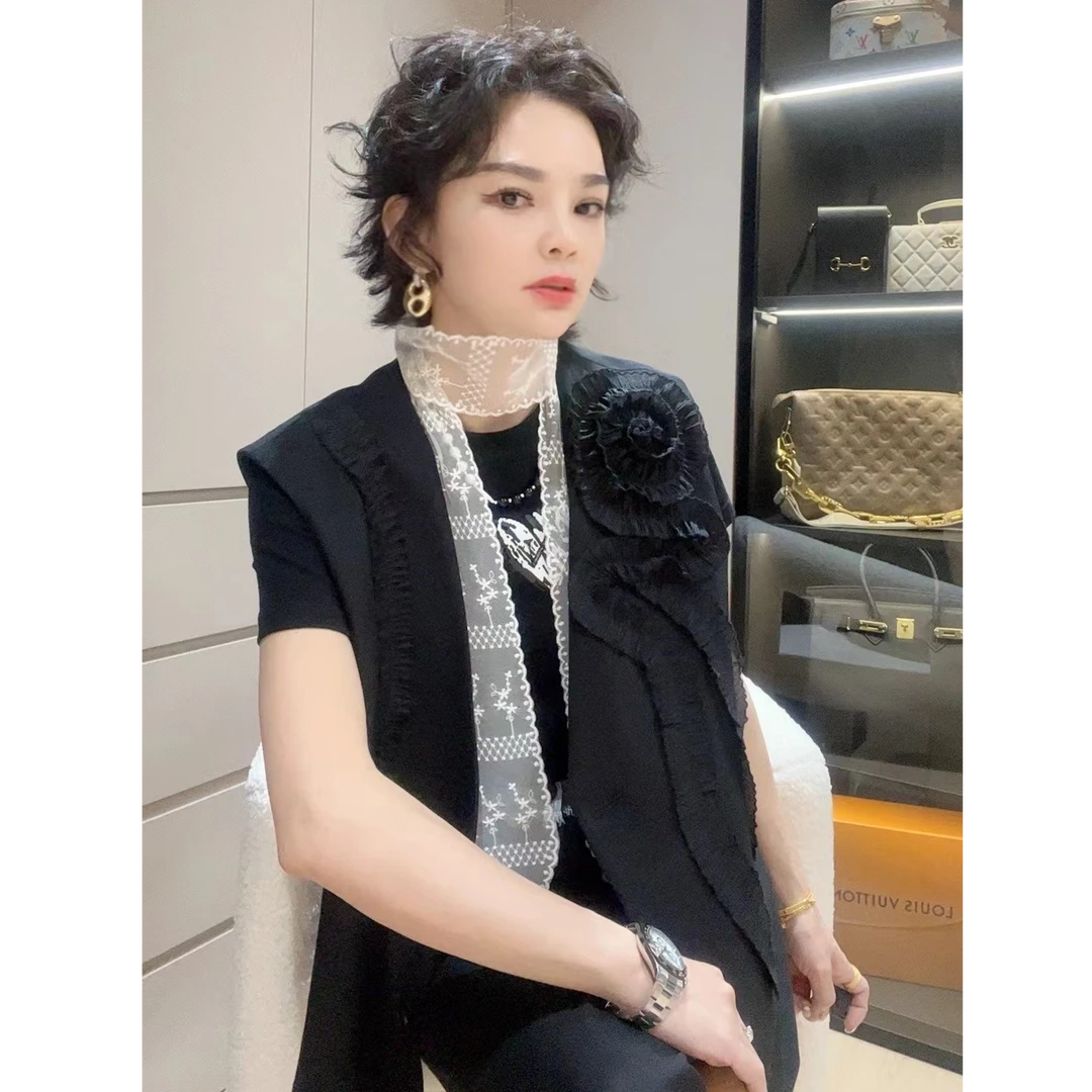 ZM25年春季新款四季通用单排扣立体装饰马甲87069