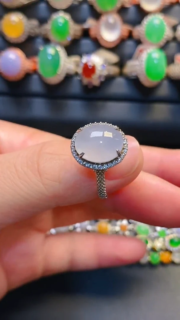 银S925镶嵌翡翠耳饰天然