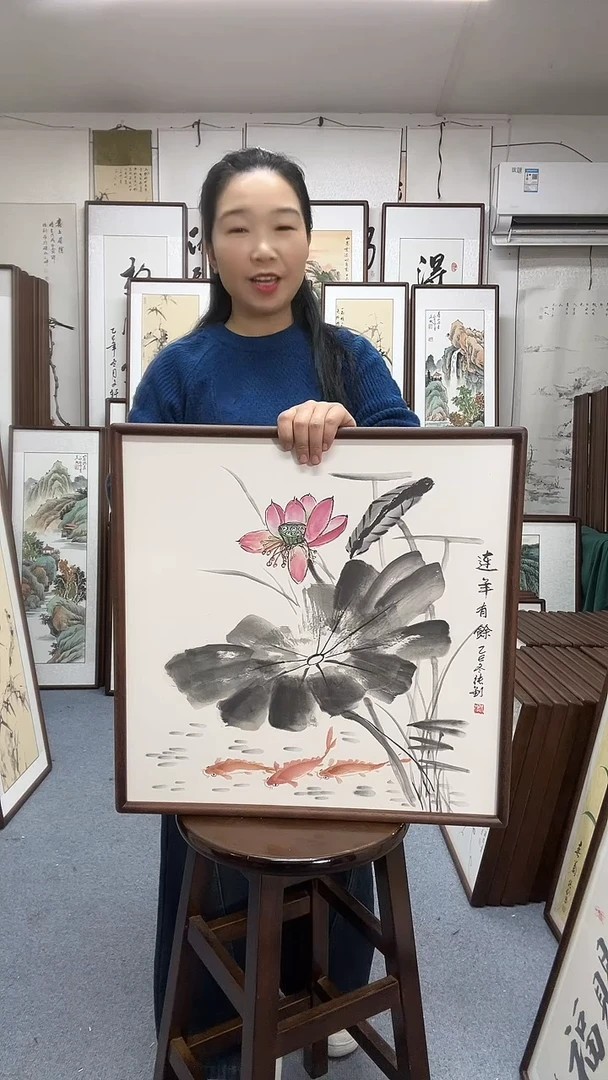 国画尺寸52*52实木画框京东包邮手绘