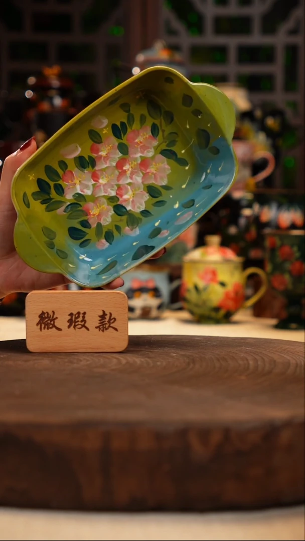 油画   手绘釉下彩微瑕