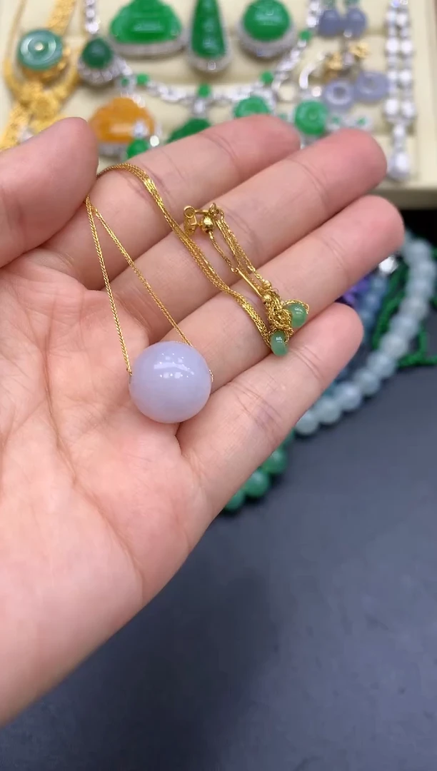 颈饰18K金镶嵌翡翠228-中国好珍宝