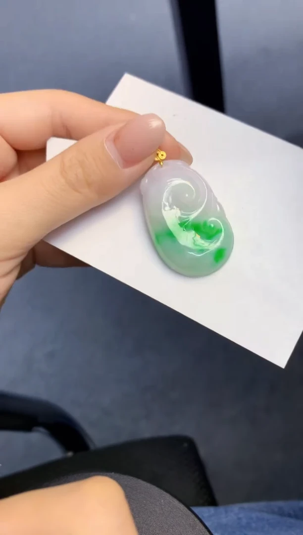 颈饰18K金镶嵌翡翠天然A货缅甸翡翠百元以上9元证书费自理