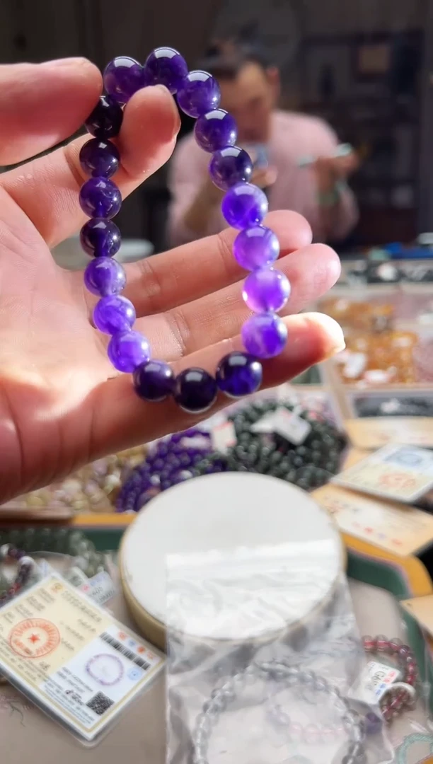 水晶手链未镶嵌紫兔毛手链005