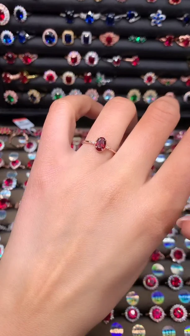 【闪购商品】石榴石戒指银S925镶嵌1