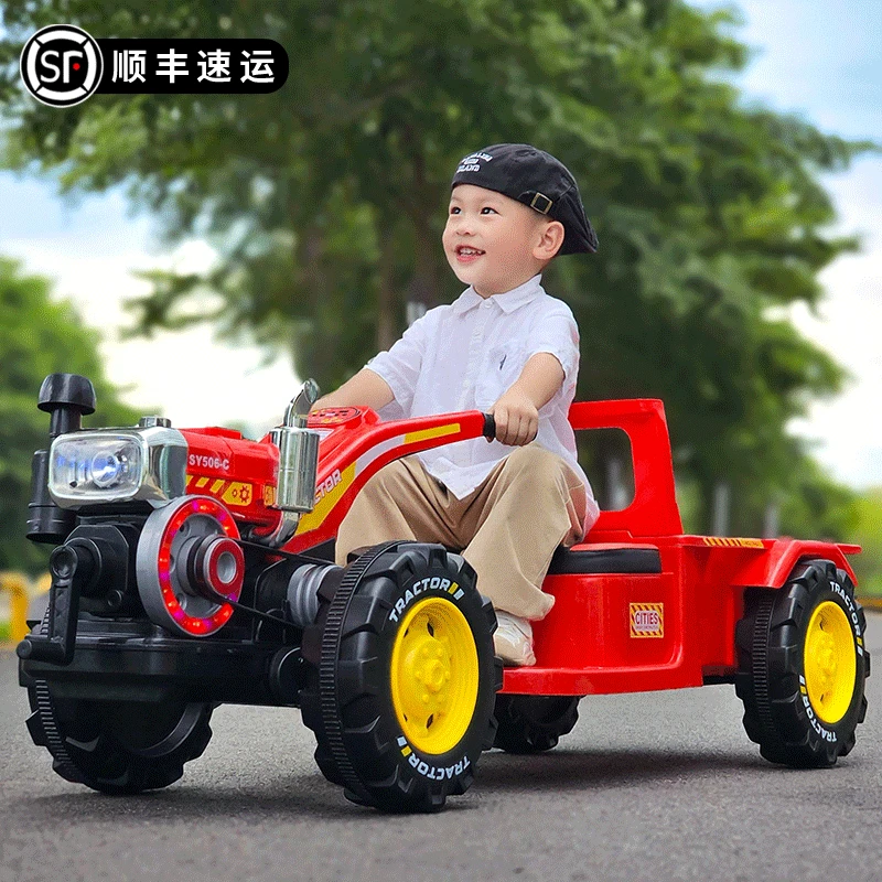 【双12优选】儿童电动拖拉机大号带遥控手扶四轮小孩可坐人电动车