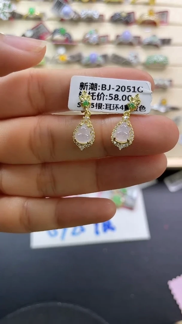 银S925镶嵌戒指翡翠翡翠 蛋面 银S925镶嵌