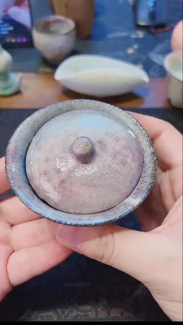 瓷拙浪山房 柴烧粉引两才盖碗