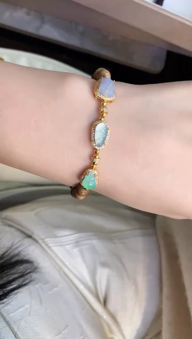 银S925镶嵌手串翡翠手串