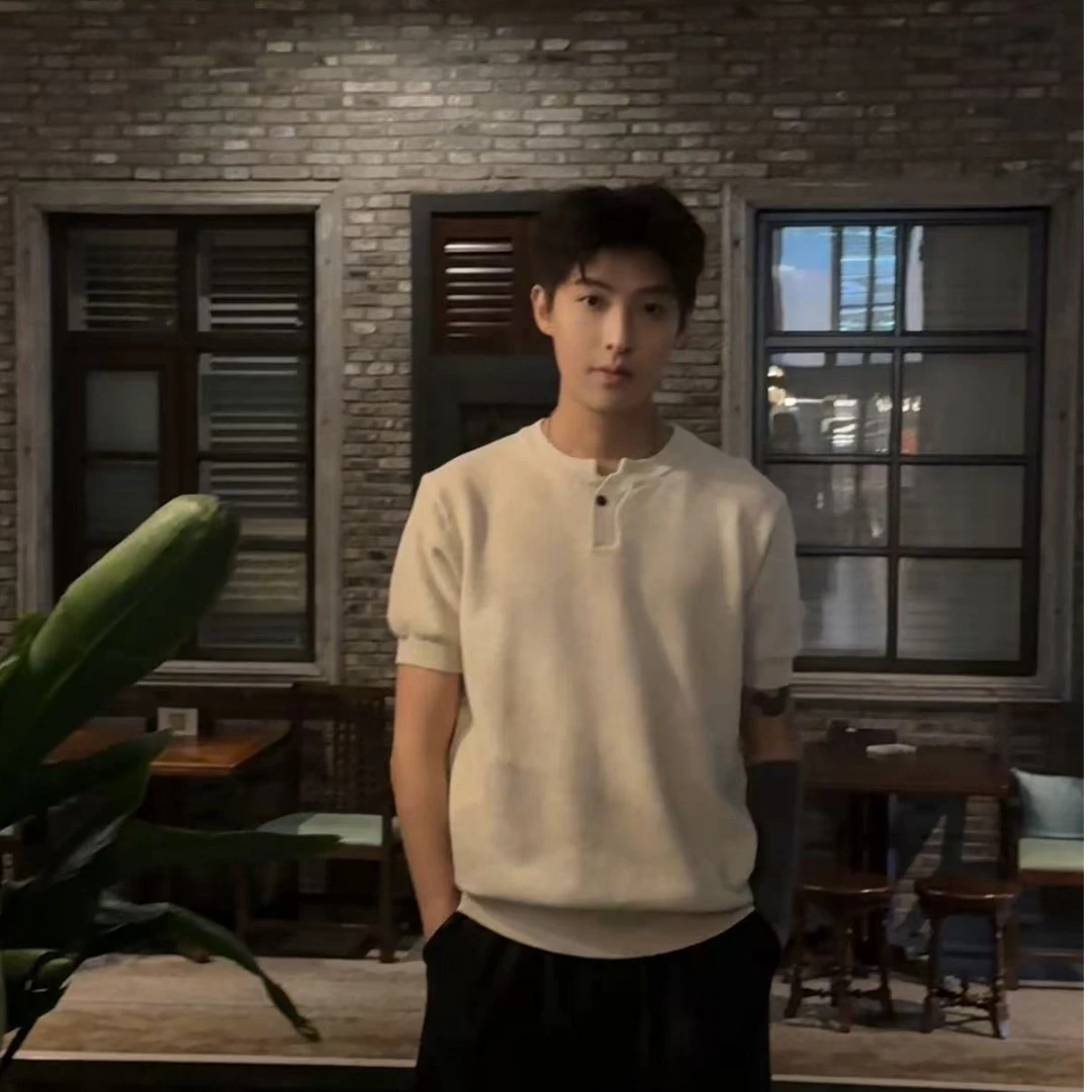 SOSTINE「亨利领 老钱风」复古短袖T恤男女同款cleanfit高级感上衣