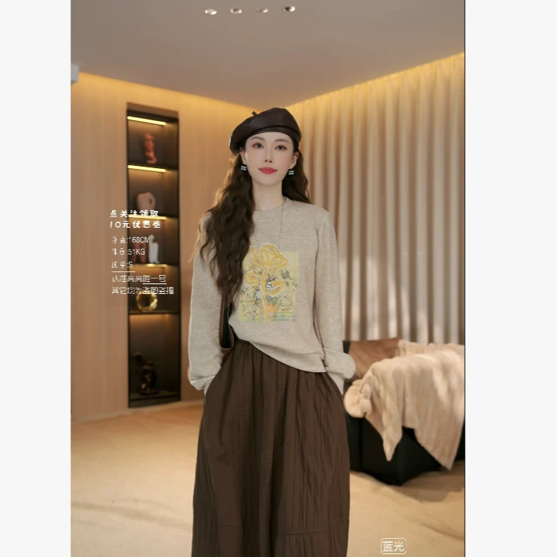 【梵高画意】冬款上新遮肉显瘦软糯Q弹宽松长袖卫衣上衣37473