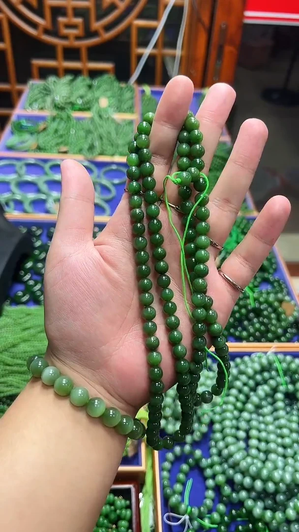 未镶嵌手串和田玉俄料项链卡8mm