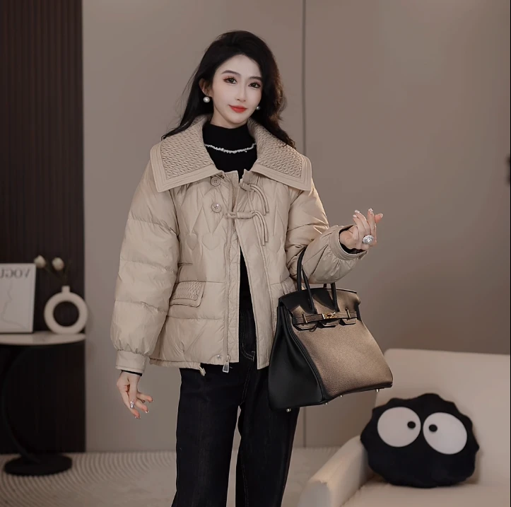Y-846冬季新款时尚减龄宽松立领设计百搭气质短款款女士羽绒服
