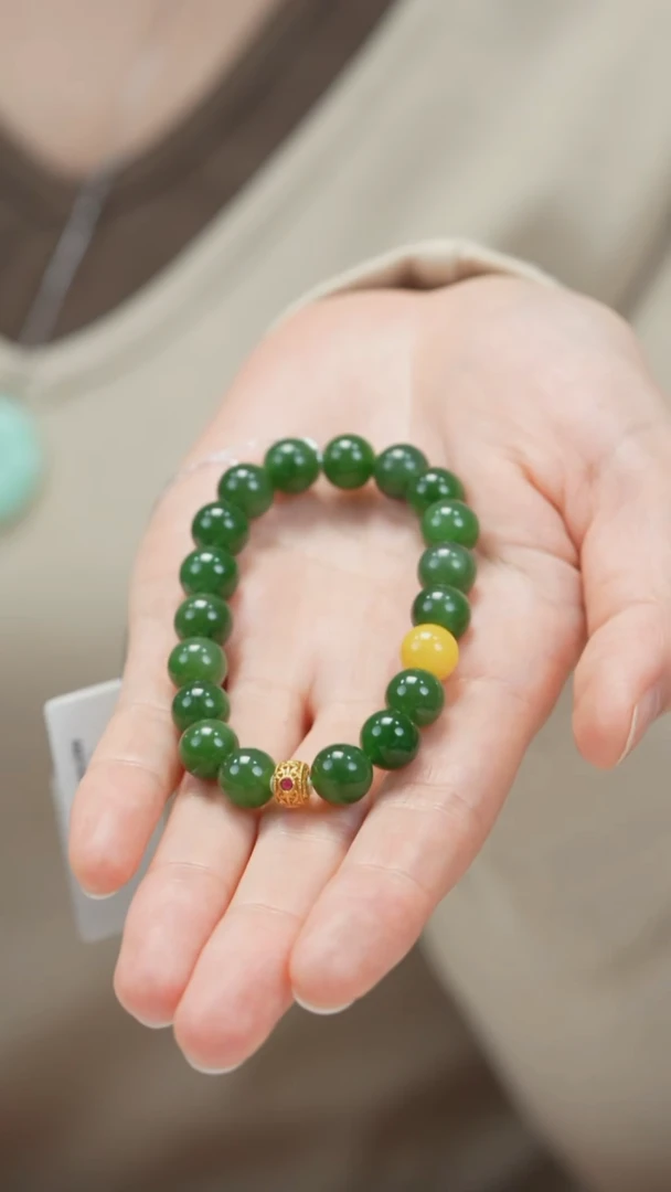 18K金镶嵌手串和田玉手串L0299