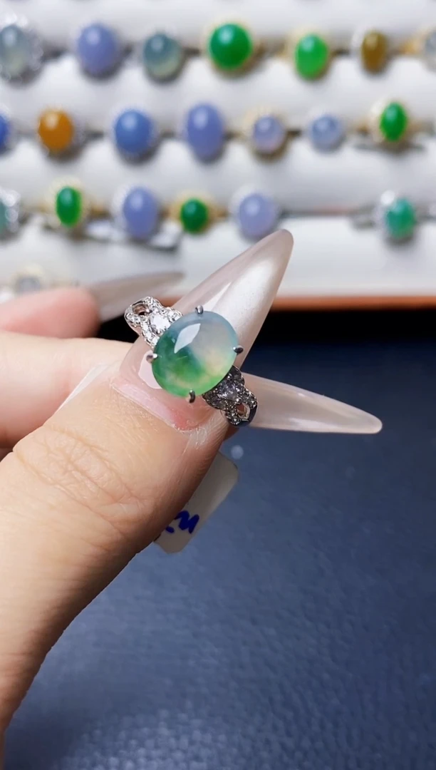 银S925镶嵌戒指翡翠3905