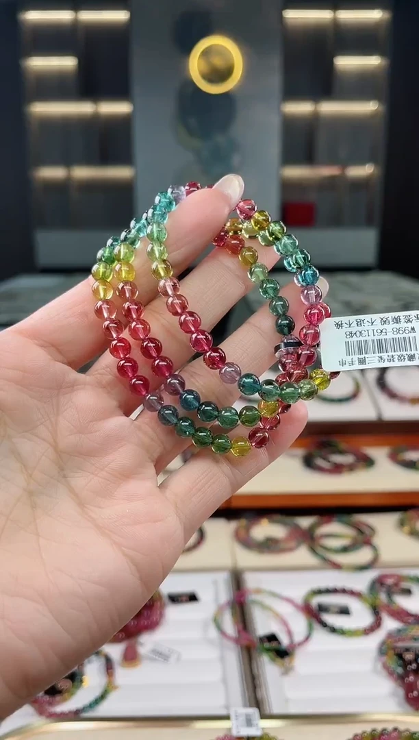 未镶嵌老矿碧玺三圈手串mm+碧玺（多样性发一条）T