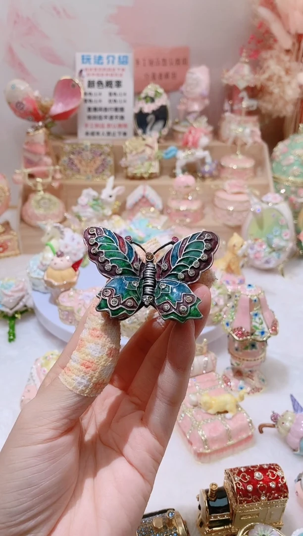 合金合金珐琅彩首饰盒摆件