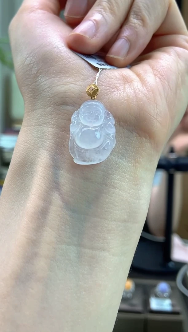 翡翠18K金镶嵌吊坠(不含链)翡翠财神爷