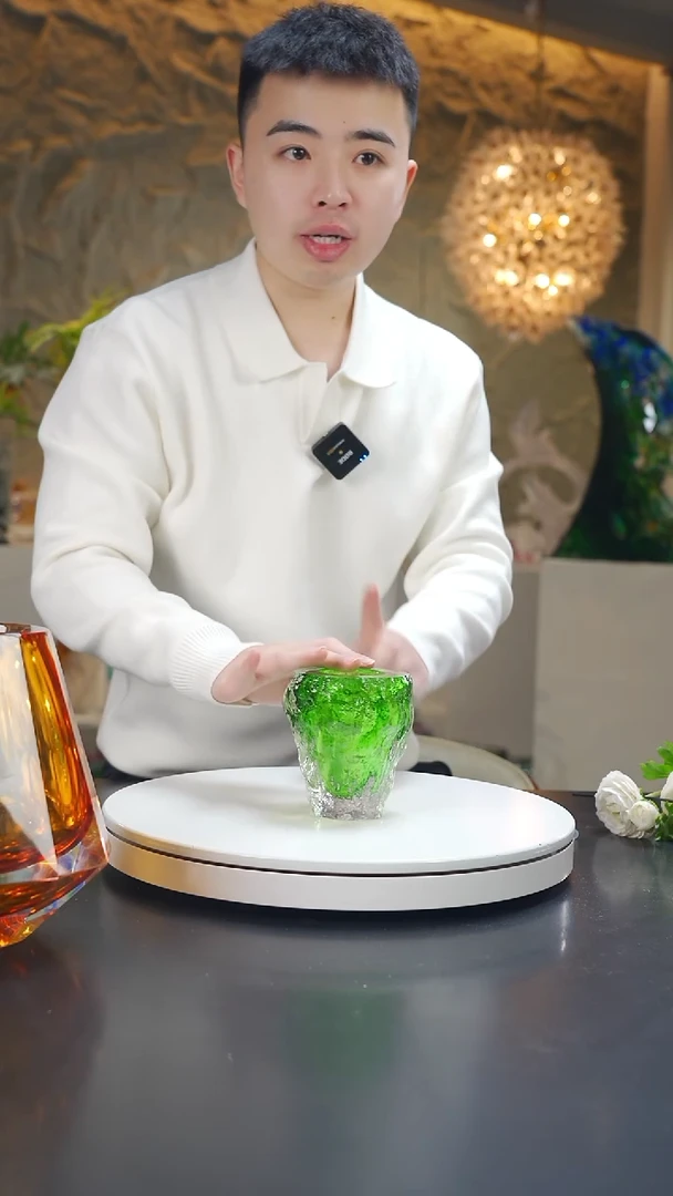 手工艺品琉璃祖母绿冰川纹香薰瓶