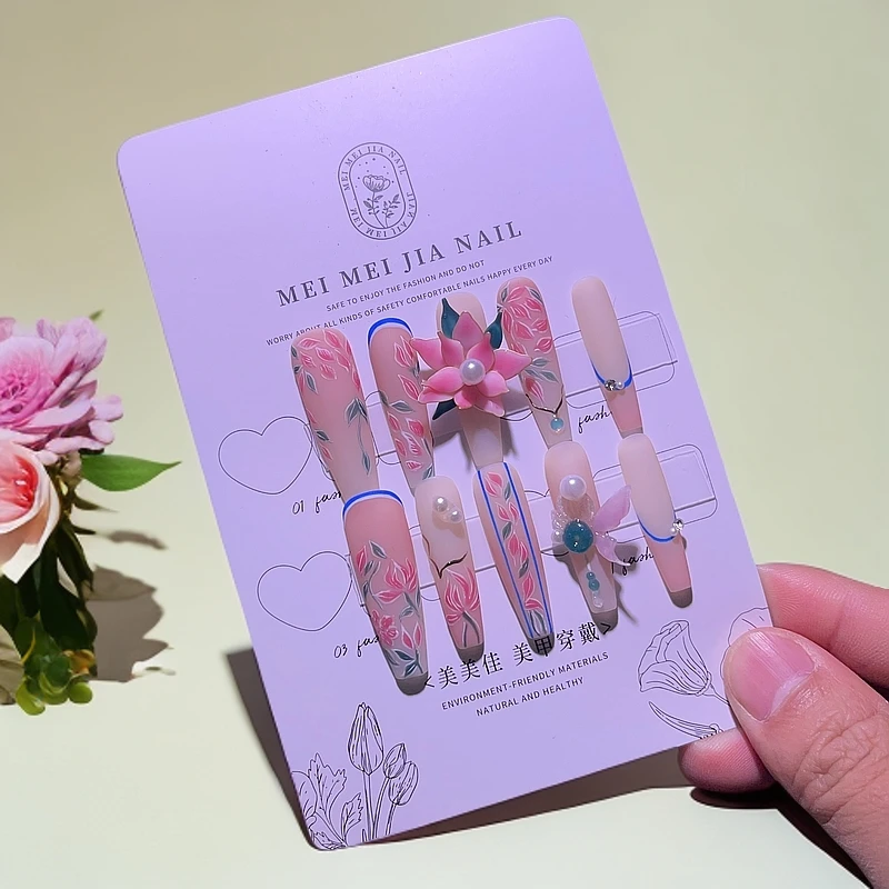 手工雕花刺绣牛仔美甲复古法式婚嫁穿戴（莲影）