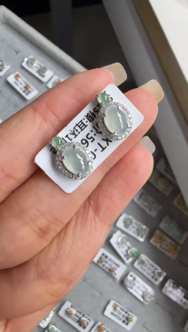 银S925镶嵌戒指翡翠耳饰