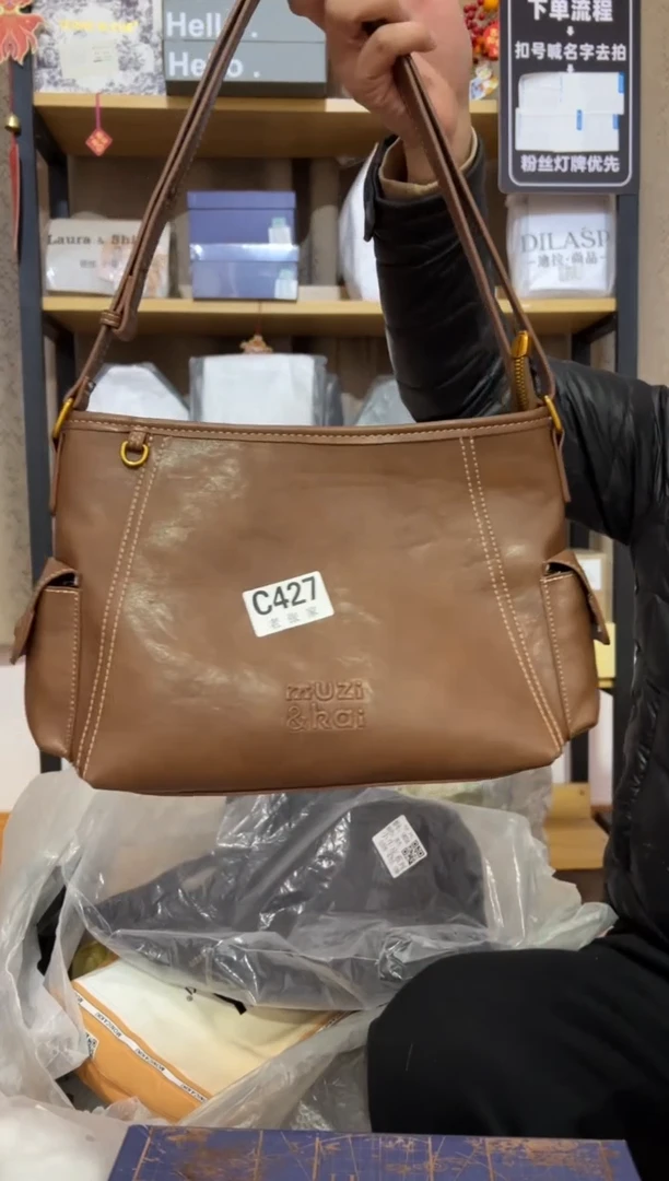 小牛剖层皮革老张家女包427