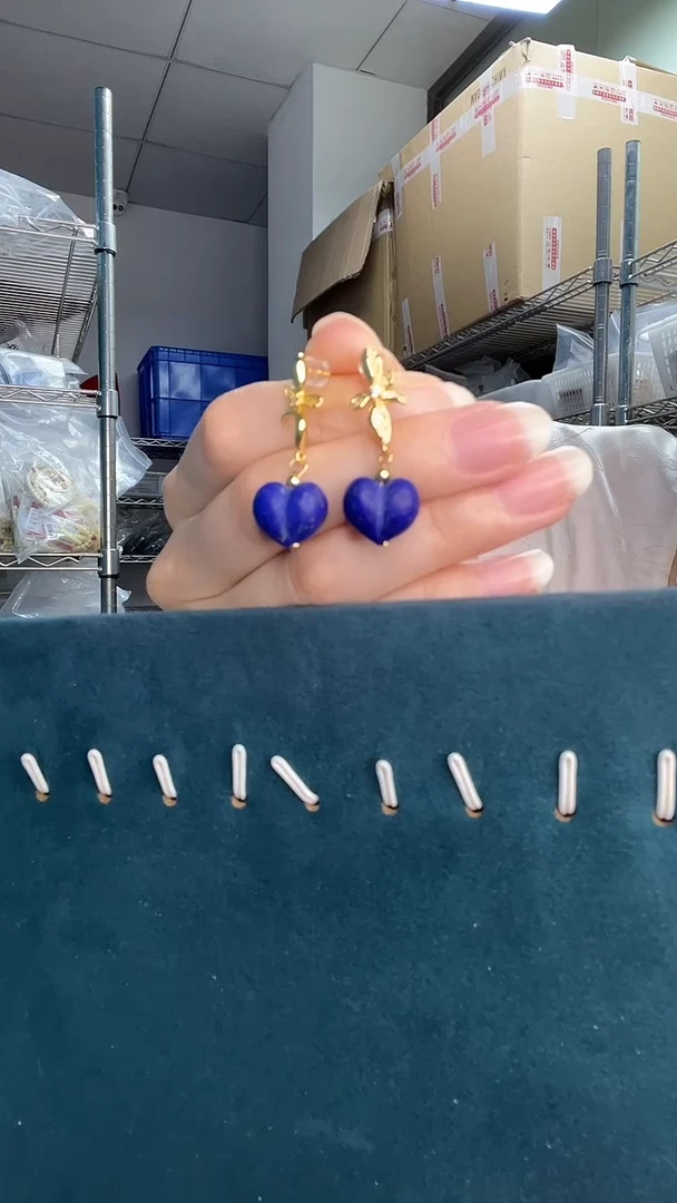 青金石未镶嵌耳饰A1343耳钉