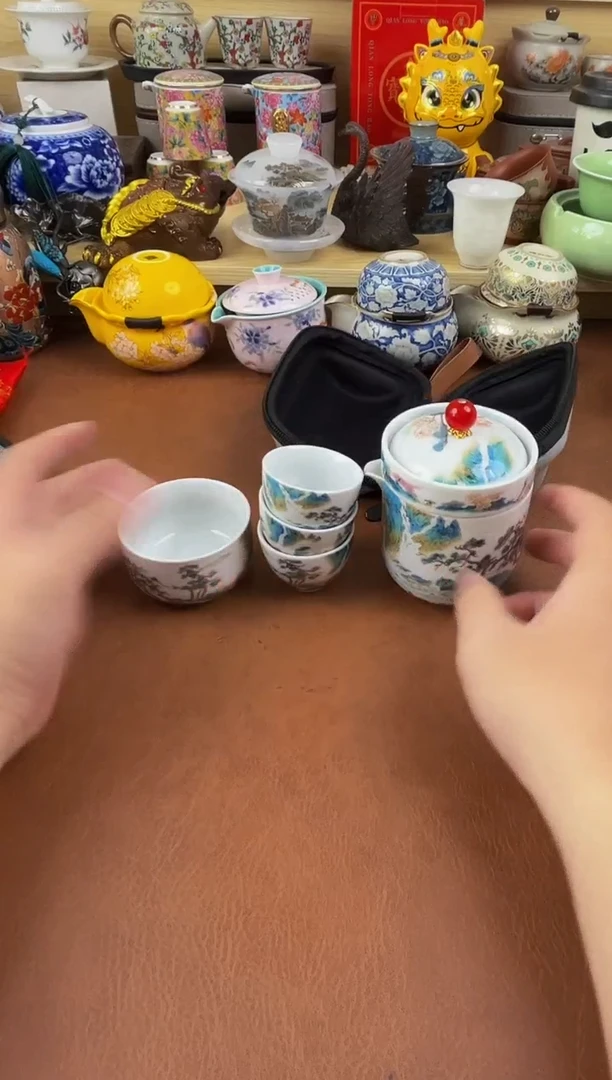 陶瓷茶具摆件旅行套组
