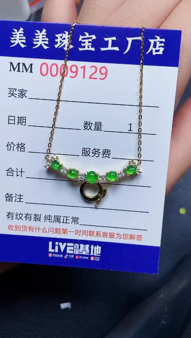 翡翠银S925镶嵌颈饰9129